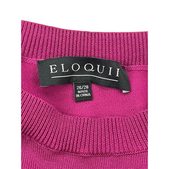 ELOQUII Magenta Puff Sleeves Womens Plus Size 26/28 Long Sleeve Sweater NEW NWT - Picture 8 of 16